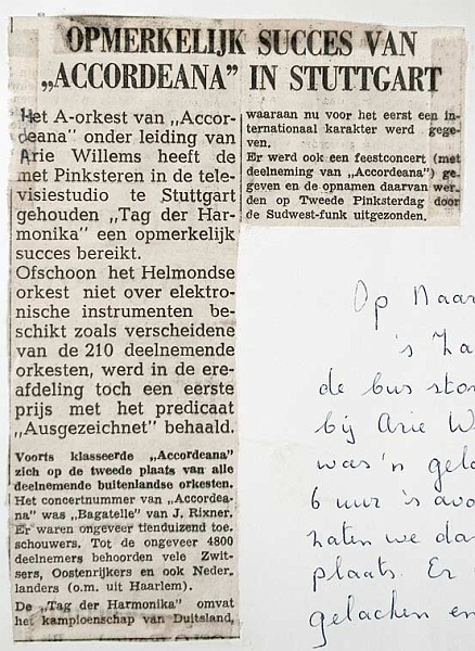 Opmerkelijk succes van Accordeana in Stuttgart, mei 1959.