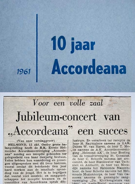 Accordeana, 10-jarig bestaan, 1961.