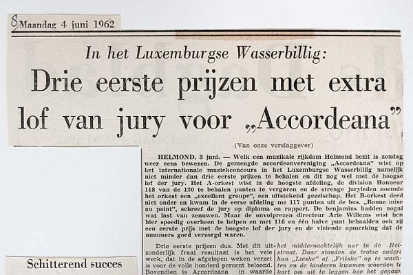 Drie eerste prijzen in Luxemburg, 1962.