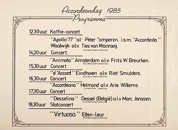 Programma Accordeondag 1985