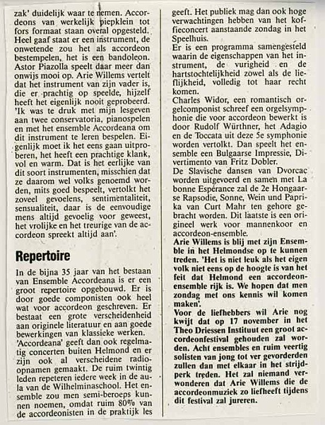 vervolg interview met Arie Willems, 1985