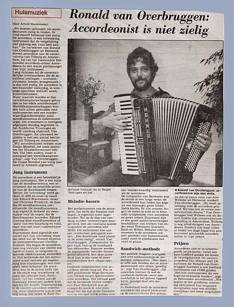 Ronald van Overbruggen komt op voor het Accordeon, 1988