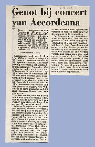 En weer een positieve concert recensie, 1989