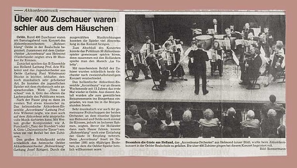 Optreden Oelde, recensie, 1991