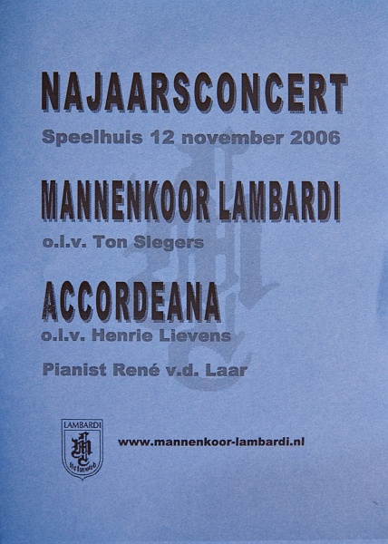 Concert Lambardi en Accordeana, 12 november 2006.
